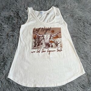 Port & Company Tank Top Womens Small White Graphic Morgan Wallen Last Night